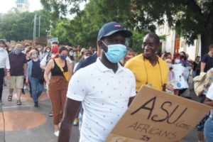 Mamadou was one of the ASU volunteers during the Black Lives Matter gathering in Bratislava
