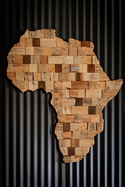 map of Africa mde from wooden cubes