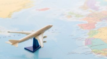 An aircraft flying over the ocean